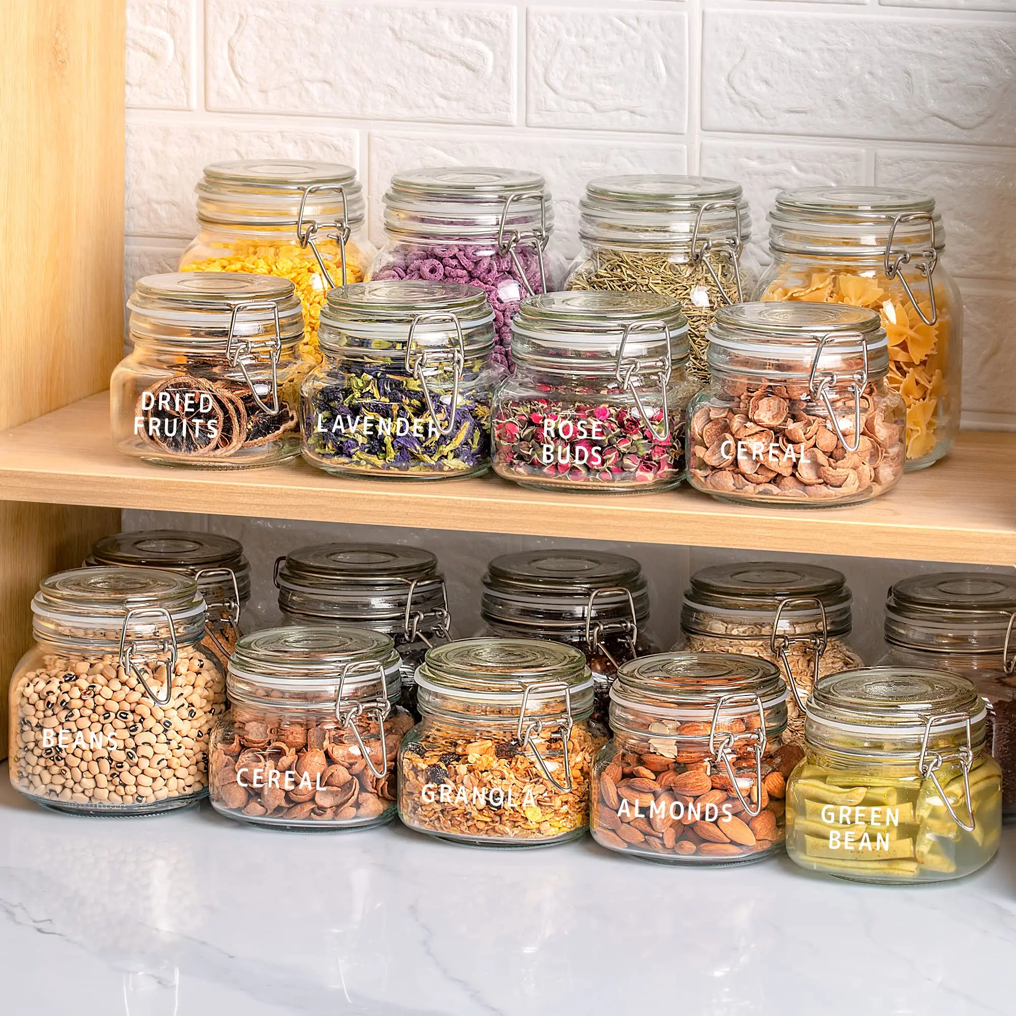 25oz Airtight Glass Canister Food Storage Jar with Airtight Locking Clamp Lid For Kitchen Fermenting Preserving