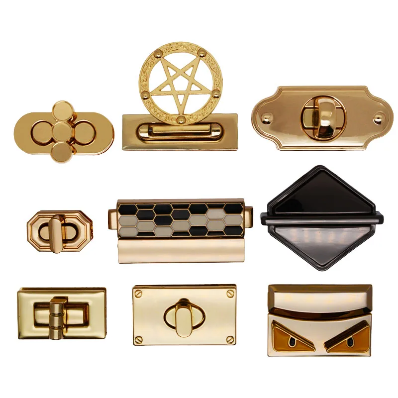 NICE wholesale handbag hardware fashion zinc alloy metal push and turn locks handbag fitting accessories square twist lock