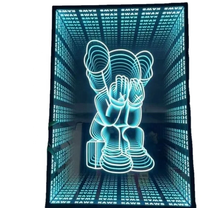 Customized 3D LED Infinity Mirror Abyss Blue Yellow Colorful LED Neon Sign with Flex for Decoration Landscape Light Application