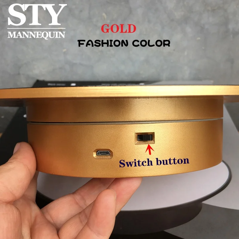 360 degree electric turntable display stand rotating with mirror for jewelry rotating display