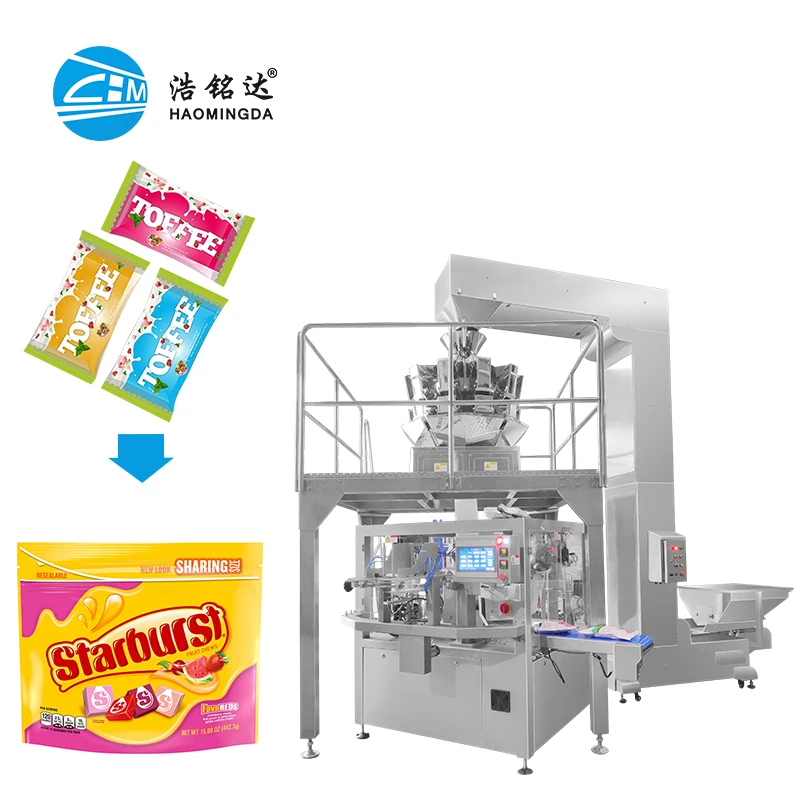 Packaging Machine Of Automatic  Sachet Bag Sugar  Toffee Gummy Candy Fruit Flavored Pops Freeze Dried Candy Packing Machine