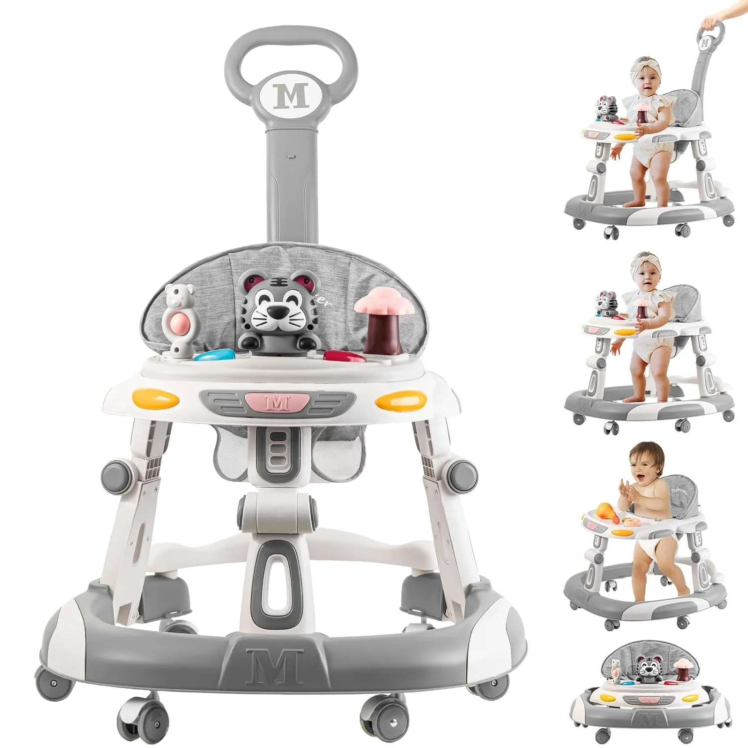 Baby Walker, 4-in-1 Foldable Baby Walkers and Baby Activity Center with Toys Tray Infant Toddler for boys and girls  6-24month