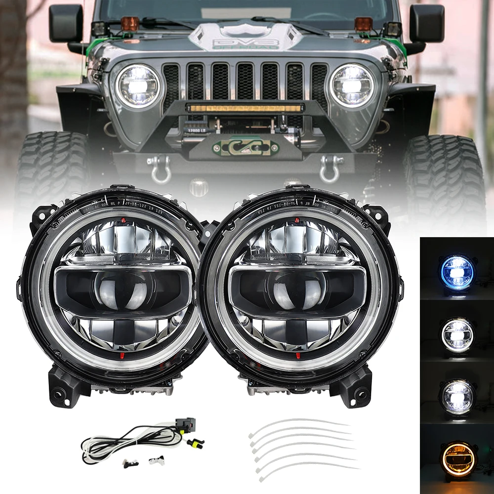 9 Inch Led Sealed Beam Headlamp Hi/Low Beam Halo DRL JL Headlamp  For 2018-2021 Jeep WranglerJL Gladiator Headlights