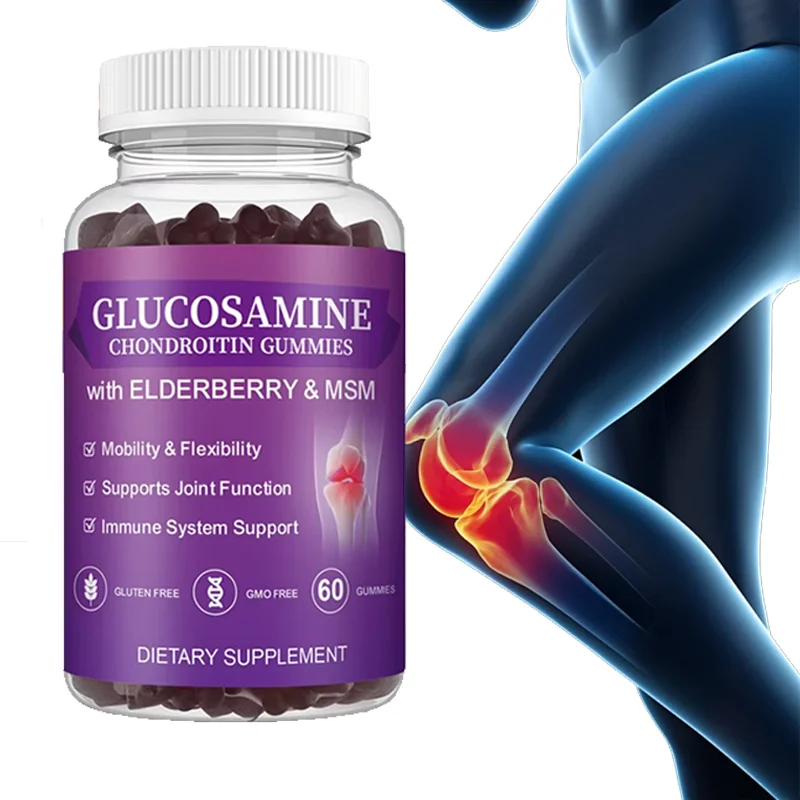 Private Label Natural Glucosamine Chondroitin MSM Gummies Extra Strength Joint Support Gummies with MSM Elderberry