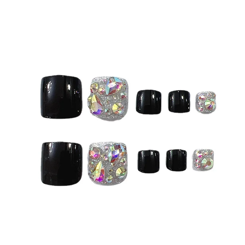 F53 Fashion  Toenails Grey Shiny Short False Toes Nail Gel Gel Nails Art Tips for Toes 24 pic