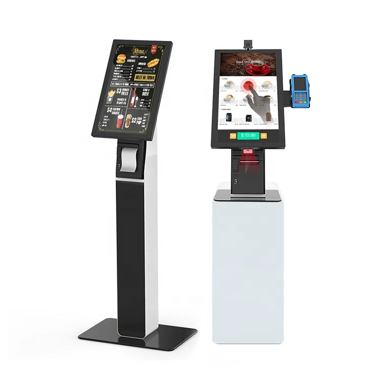 21.5 ' Indoor Queue Management System Kiosk Advertising Equipment Touch Restaurant Self Order Kiosk