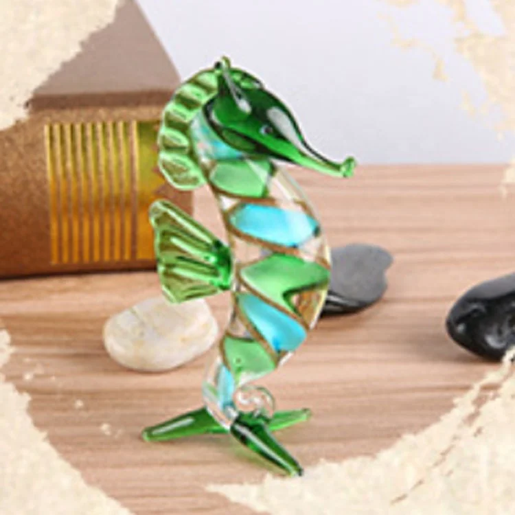 Christmas Glass Crafts Seahorse Figurines Indoor Modern Handmade Crystal glass animal seahorse sculpture for sale