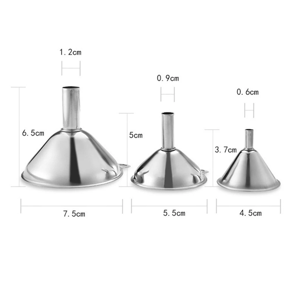 wholesale mini 3pcs portable Custom kitchen metal stainless steel liquid fuel supplement oil protein powder beer funnel