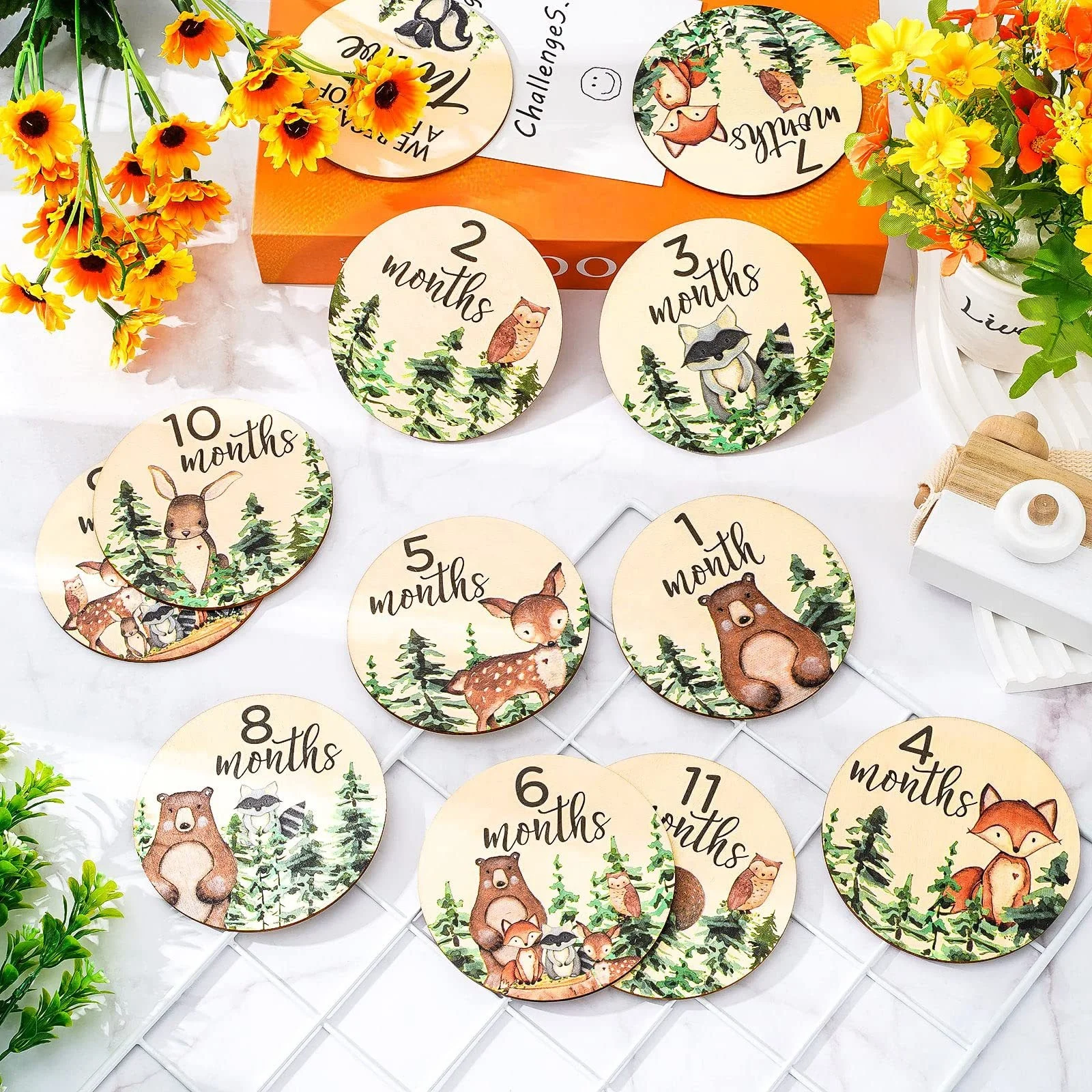 Decoration Europe Pine Wood Folk Art Painted Wooden Swing Tags For Essential Oil Letters Yk Milestone Baby Milestone CardsCards