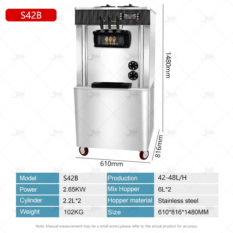 Professional Soft ice cream machine with 2+1 flavor with double compressor / pre-cooling function / airpump