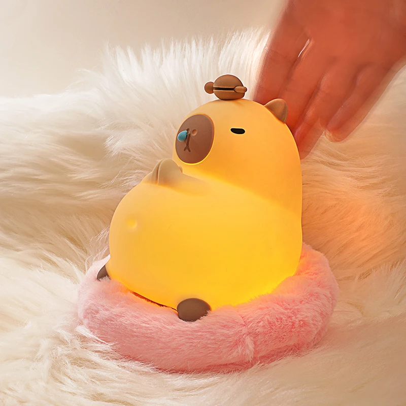Creative Room Decoration LED Capybara Night Light USB Rechargeable Cartoon Animal Nursery Lamp Silicone Cute Capybara Night Lamp