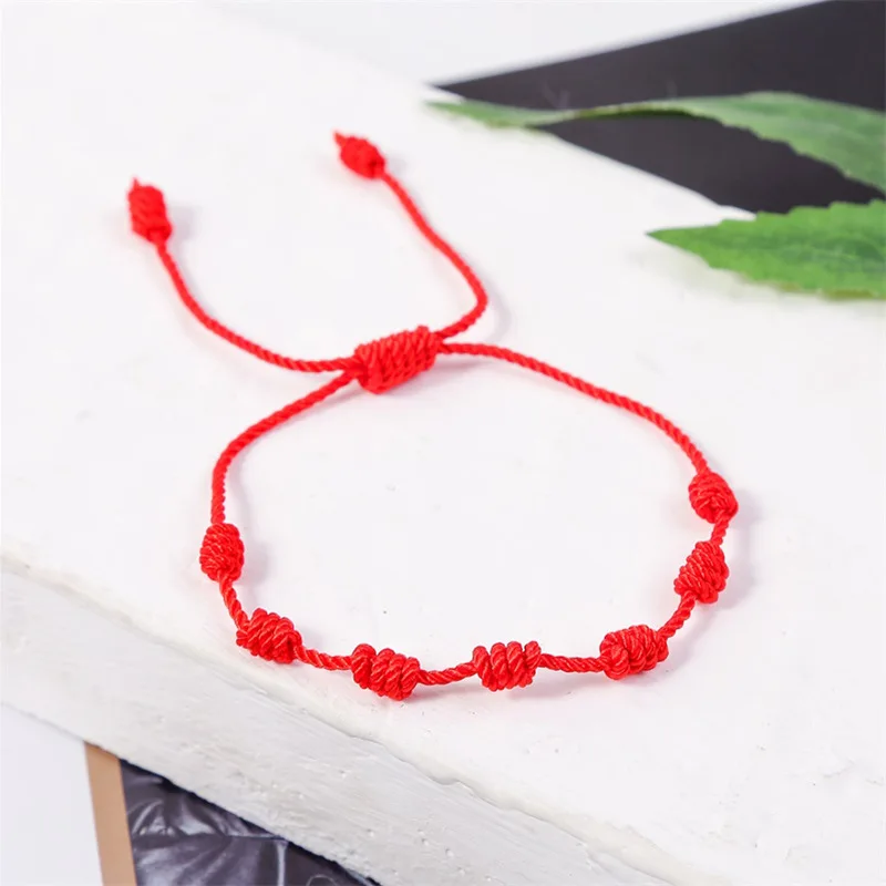 7 Knots Red Protection Friendship Bracelet Adjustable Knot Bracelet String Chinese Good Luck Bracelets Jewelry For Women Men