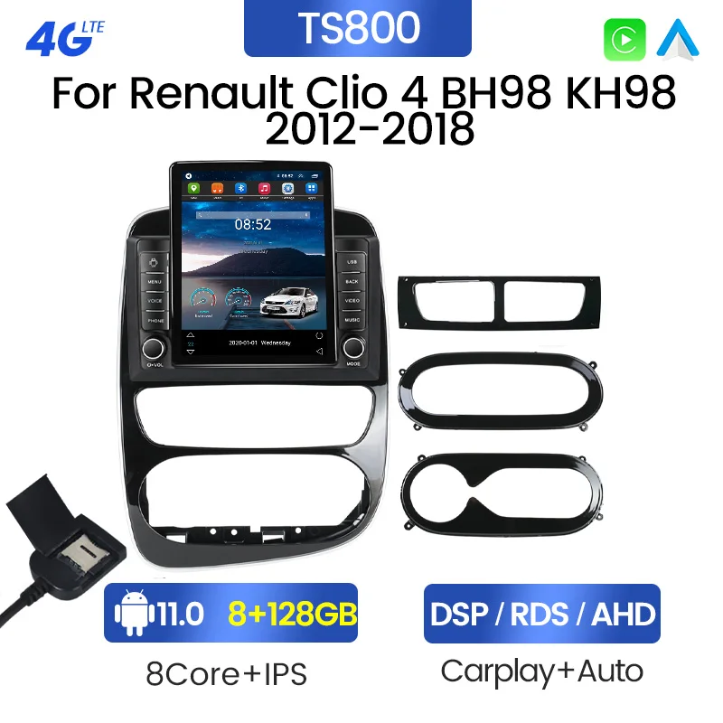 Navifly Tesla Style 8+128G car multimedia for Renault Clio 2013-2015 car radio ADAS DVR Mirror LinK car play auto audio system