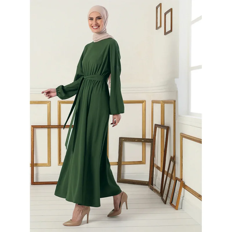 Modern Middle East Abaya Dubai Turkey Solid Color Long Simple Modest Kaftan Islamic dress traditional Muslim clothing For Women