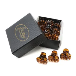 Lirong 12Pcs(Tortoise) Small Mini Hair Claw Clips Plastic 2Cm Hair Accessories With Gift Box For Girls