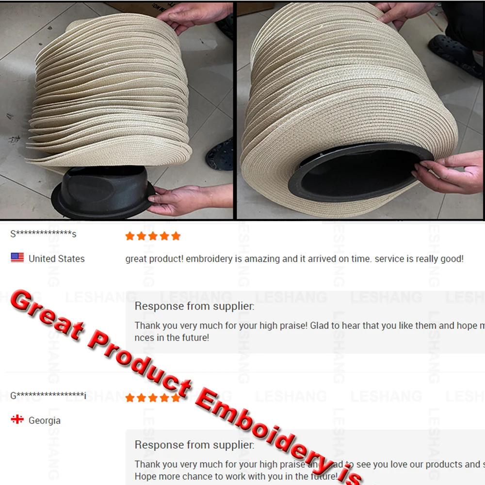 Unisex Spring Summer Breathable Sun Straw Braid Floppy Fedora Beach Panama Cap Straw Hats With wide Brim Custom logo caps