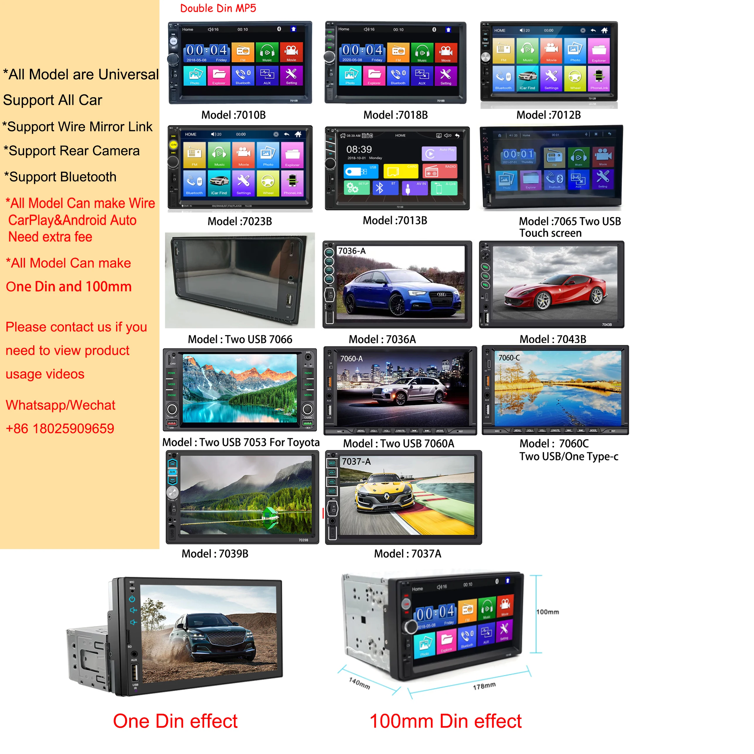 Car MP5 Play Touch Screen 7inch Support Mirror Link 7 Pulgadas Autoradio Estereo 7043B Digital Display Bluetooth Multimedia