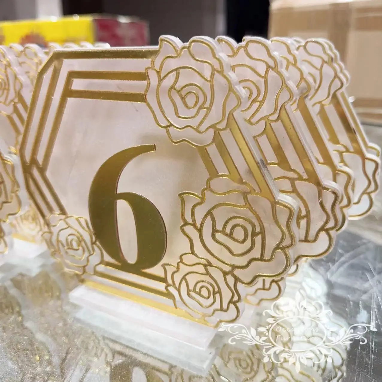 Acrylic Gold Table Number VIP Wedding Guest Dining Table Top Decorations