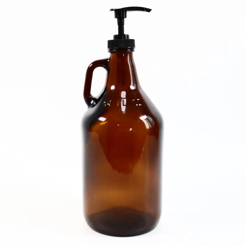 High Quality Half Gallon Amber Glass Growler Bottle Soap Dispenser Canister With Pump