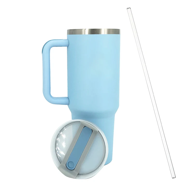 Custom New 2024 Stainless Steel 304 Double Wall Vacuum Insulated Travel Coffee Mugs 40OZ Tumbler Cup With Handle And Straw