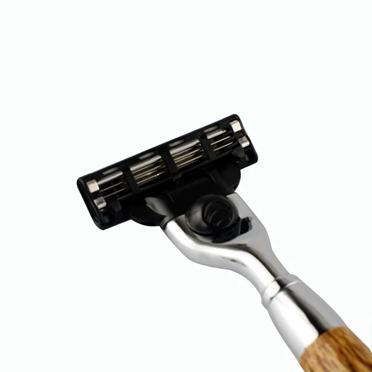 Wooden Razor Handle Compatible with Gillette Mach3 for 3 Blade Razor System Razor Blade Cartridge Refills
