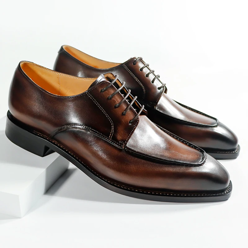 Luxury Goodyear Welt Shoes Business Office Dress Shoes Handmade Genuine Cow Leather Italian Men Shoes