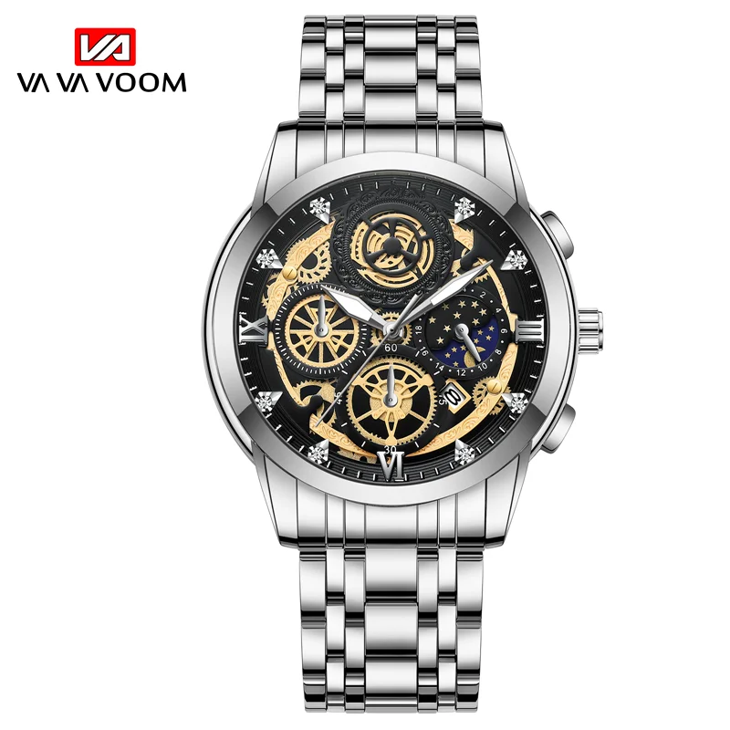 Hot Selling Best Quality Quartz Luxury Waterproof Stainless Steel Back Nickel Free Water Men Fashion Quartz Custom Sport Watch