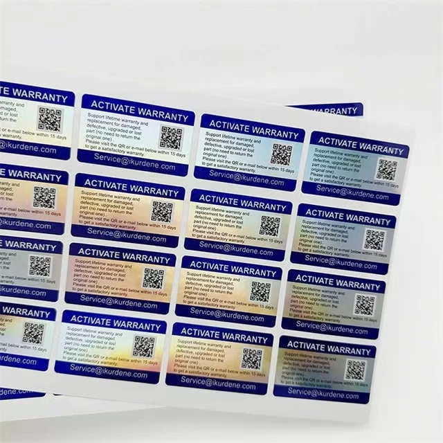Custom Barcode Label Stickers Laser silver Vinyl  QR code Waterproof sticker