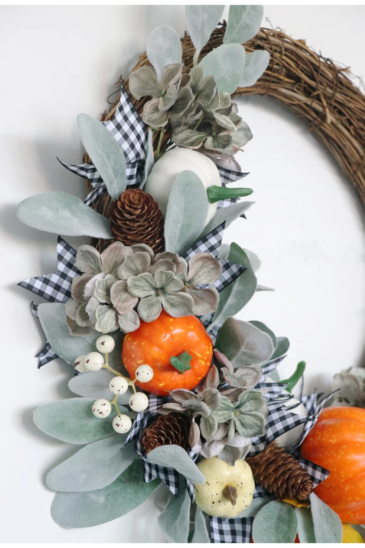 New Artificial Fall Decor Autumn Wreath Harvest Thanksgiving Plants Door Wreath decorative flowers wreaths and plants