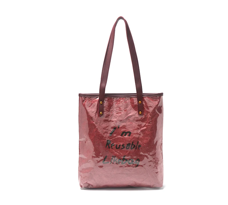 
Original Luxury Washable Kraft Paper&PVC Tote Bag Handbag With Leather Straps large handbags for women 2020 