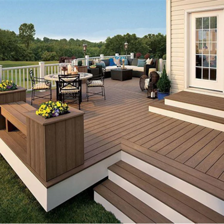 Outdoor Wood Plastic Patio Floors Composite Decking Solid Floor Covering Outdoor Decking Flooring Wpc Wood Decking