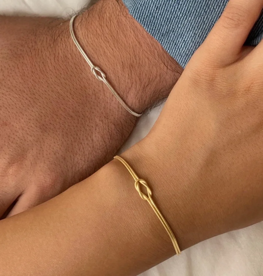 2024 new arrival gold plated stainless steel 2 layer knot snake bracelet for women