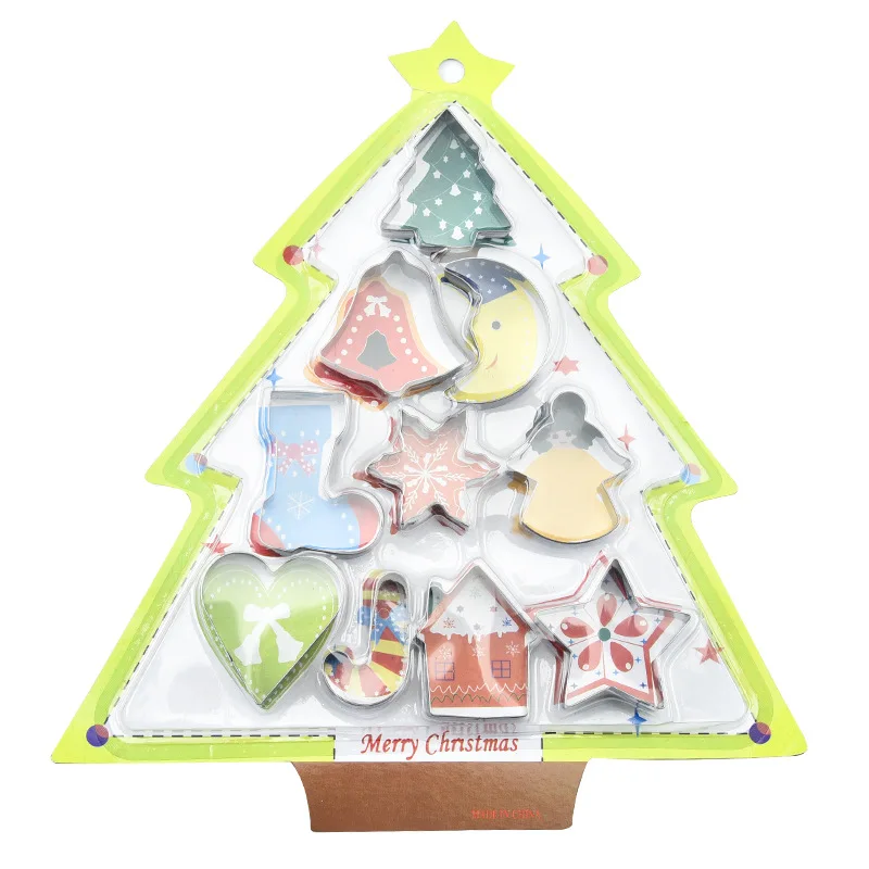 Stainless Steel Cookie Cutters Set Snowflake Bell Christmas Tree Baking Biscuit Mold Cutters For Home Kitchen Baking