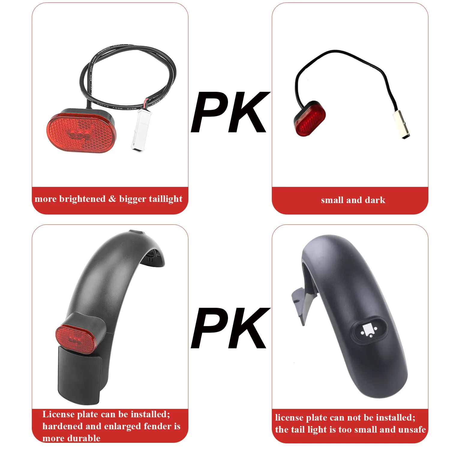 V2 Rear Suspension with Mudguard and Back Lamp for Ninebot G30 Max Electric Scooter Updated Version Rear Shock Absorber Set