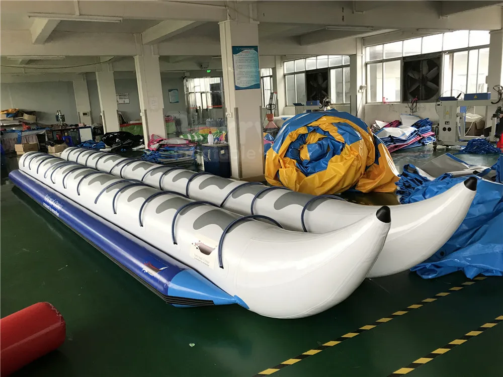 Double Banana Boat 10 seaters 2023 Water Fun Park 14 people Two Lane Inflatable sea Banana Boat for hot Summer