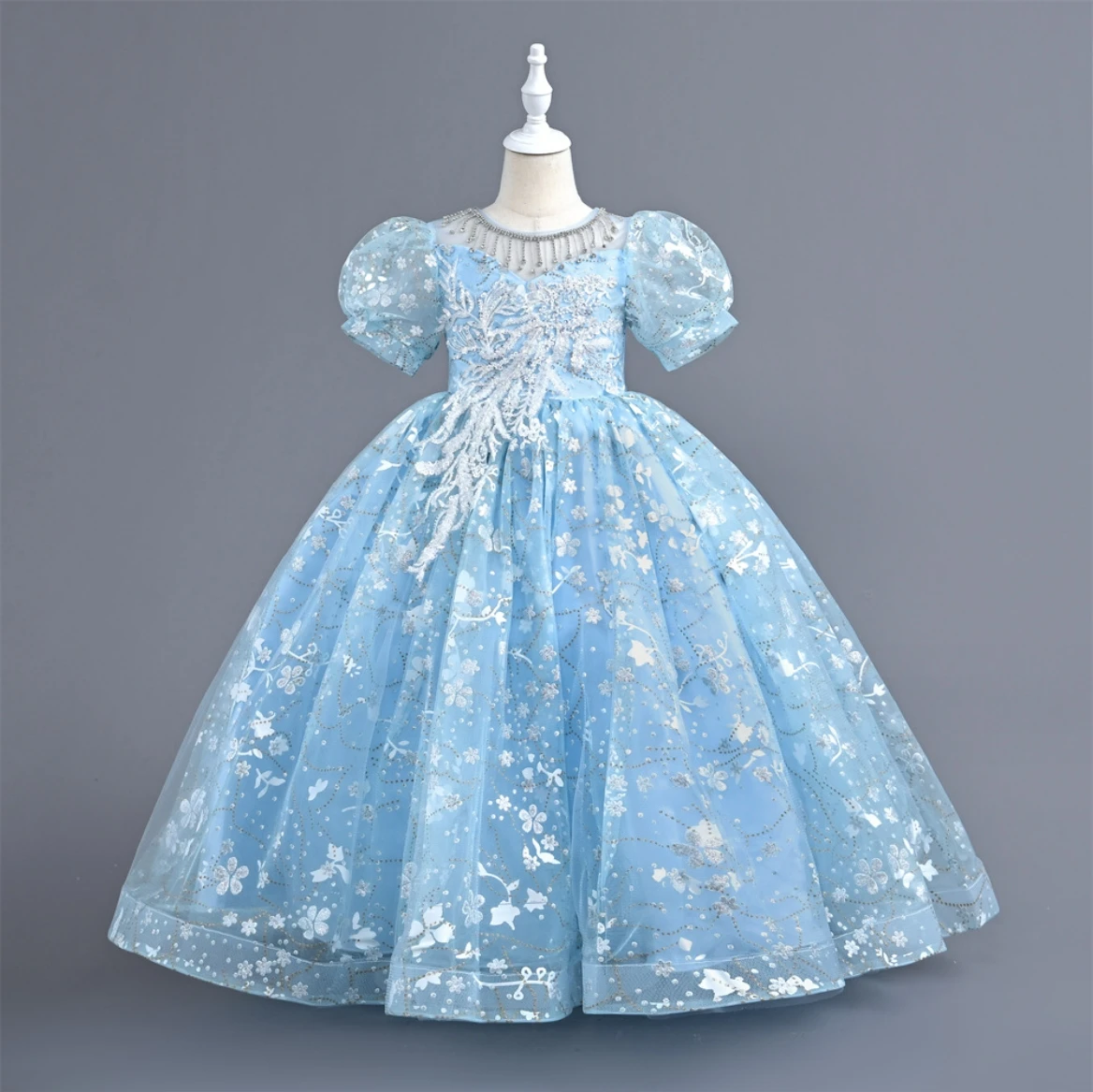 Starry sky dress for big children with straps evening dress flower girl dress foreign trade clothing