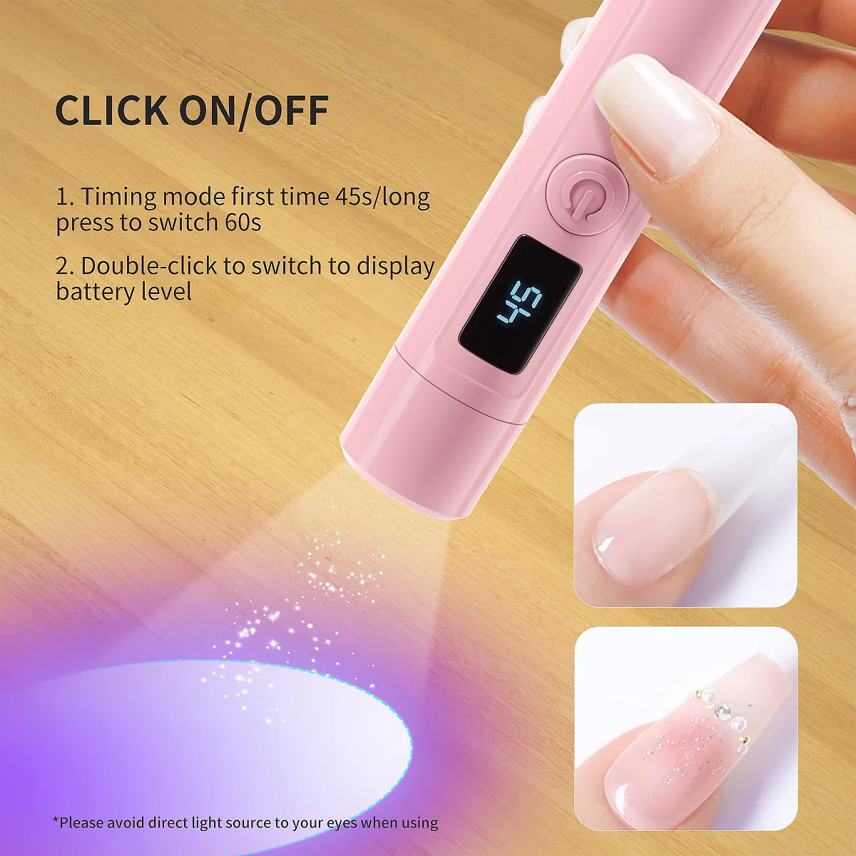 Nail Dryer Lamp Handheld Screen Display UV Mini- Lamp Pink Portable Gel LED Rechargeable Nail Lamp Nail Supplier Factory Sale