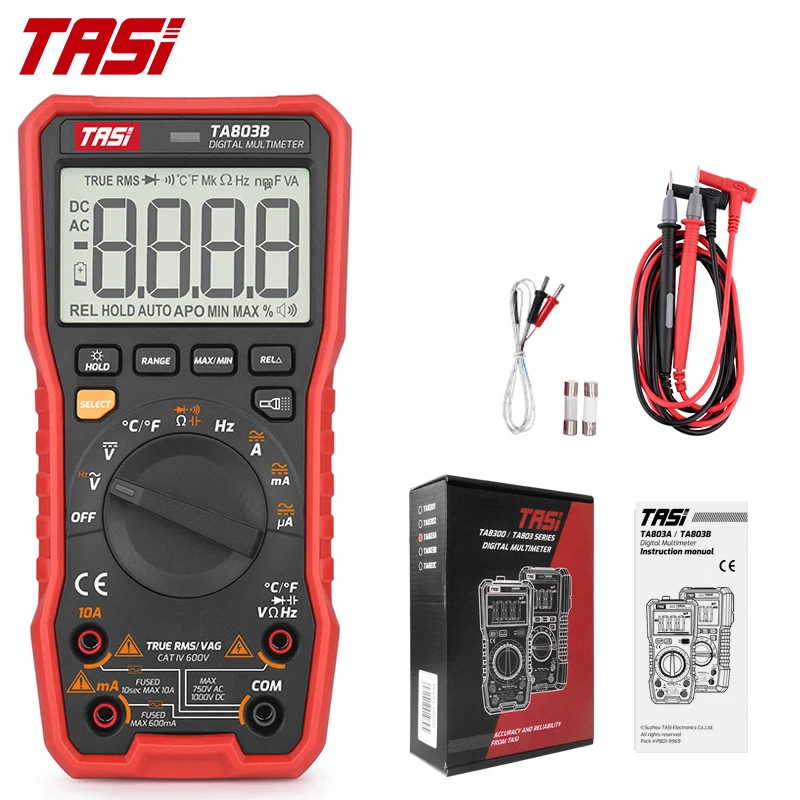  Цифровой мультиметр TASI TA803B высокоточный Профессиональный вольтметр с автоматическим/ручным диапазоном функция True RMS AC/DC NCV