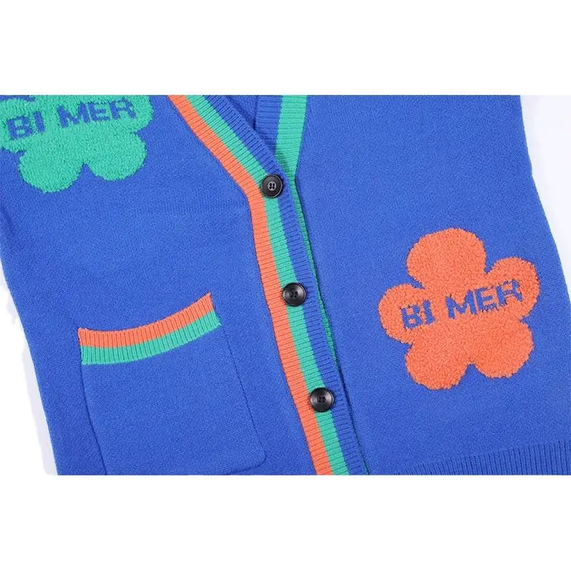 Custom OEM & ODM sweater women winter design ladies knitwear Girls Embroidery patch knit coat knitted cardigan sweater women