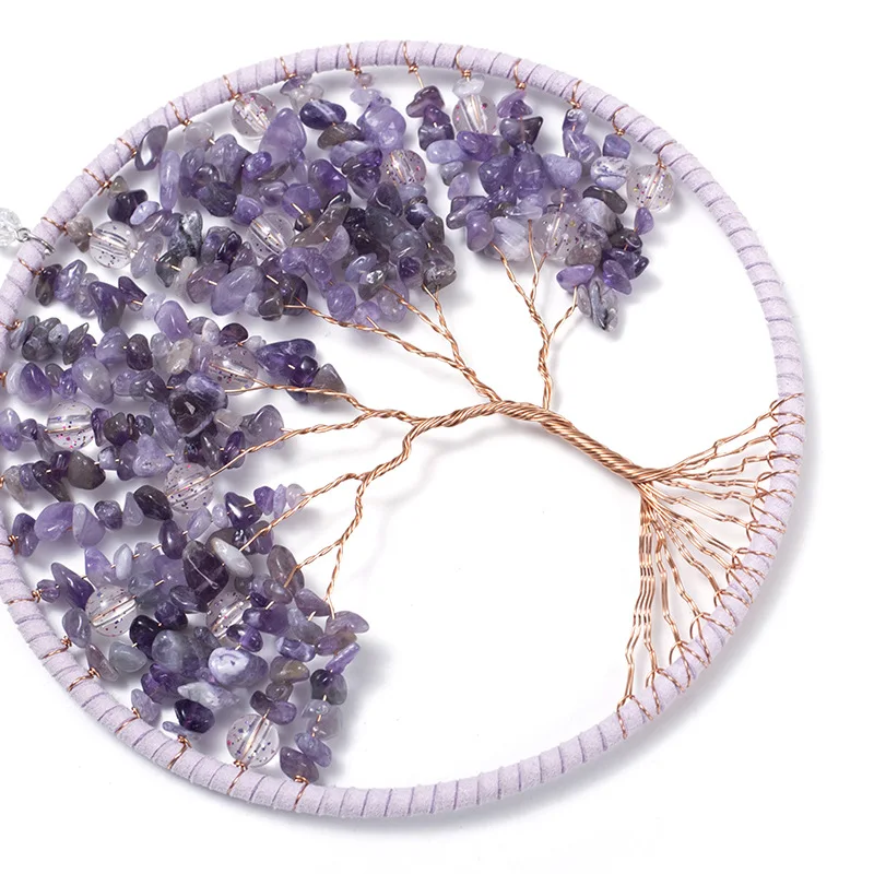 Wholesale Handmade Crystal Gravel Dream Catcher Home Decor Bohemian Woven Tree of Life Dreamcatcher