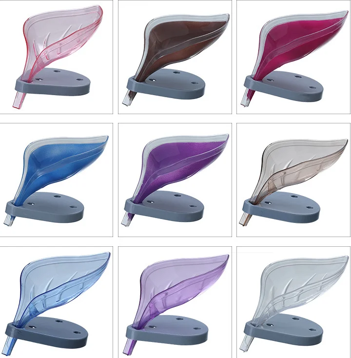 Self Draining Leaf Shape Soap Box Soap Holder with Draining Tray for Shower Bathroom Kitchen
