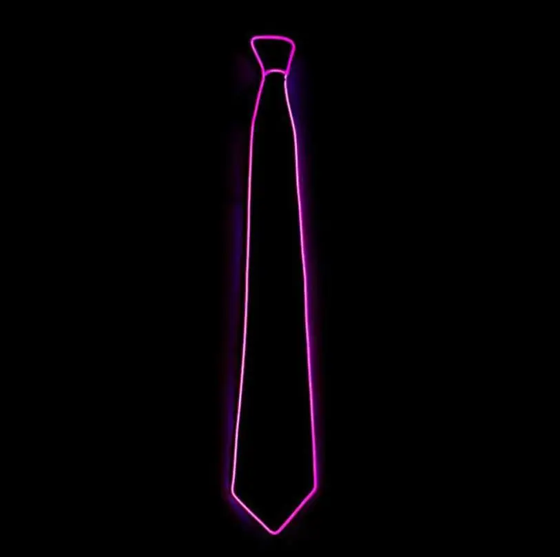 Rave LED Necktie Adjustable Glow Neon Party EL Light Up Tie Novelty Costume Props