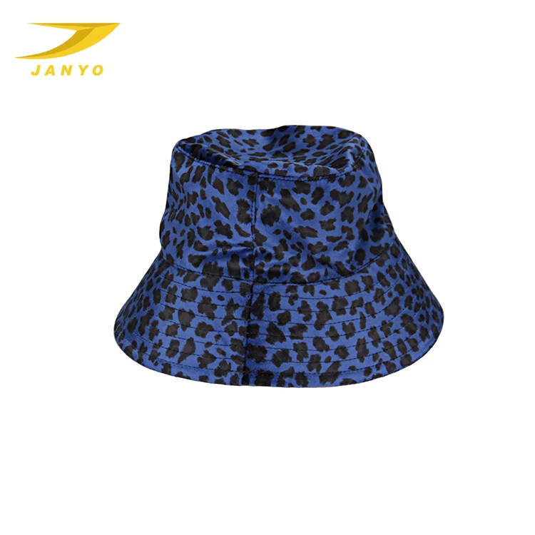 Custom wholesale kids Adult style bucket hat Blue leopard grain bucket hats for women
