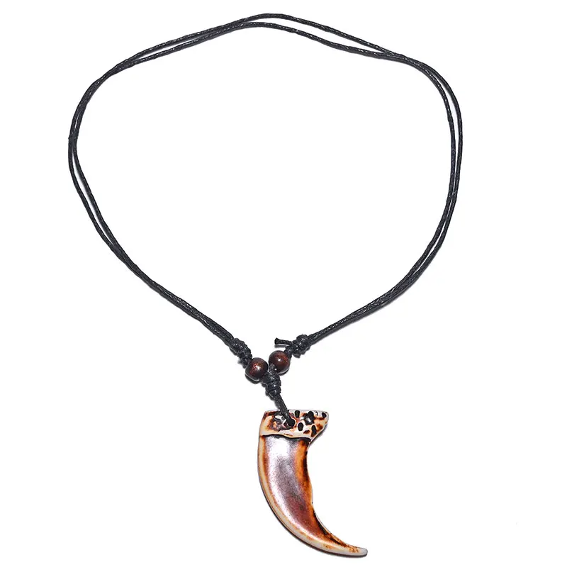 FX042 Imitation beast tooth necklace tusks pendant cool man Choker Retro Jewelry Africa Tribal style claws Yak Bone necklace