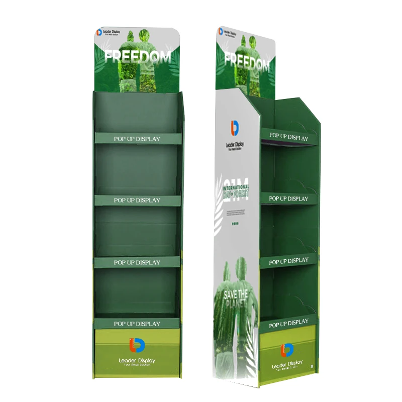 Popular Design Environmentally Friendly Supermarket Shop Product Display Paper Cardboard Pop Up Display Stand