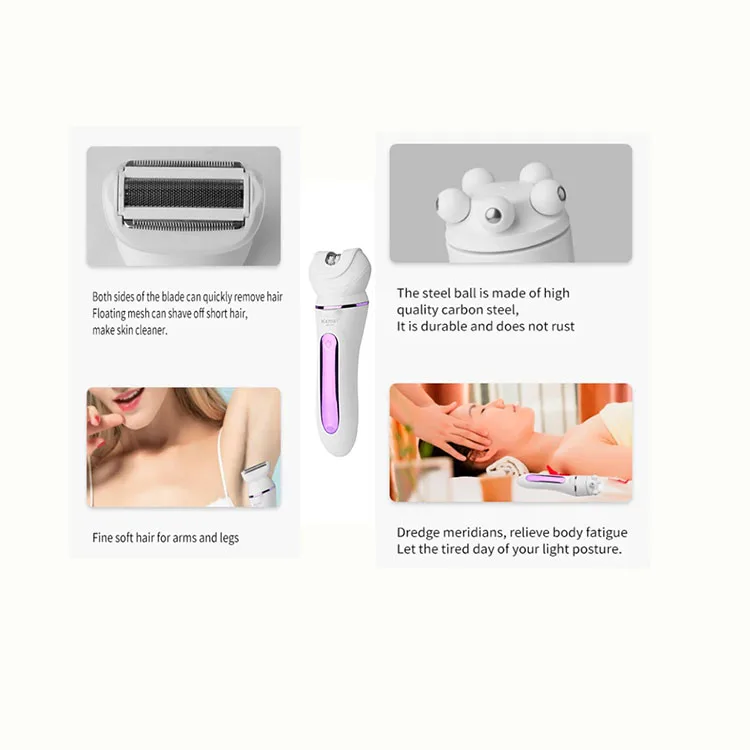 Wholesale Usb Charging Hand Held Epilator Flashlight Design Km-7936 Replaceable Cutter Head Tools Electric Shaver for women
