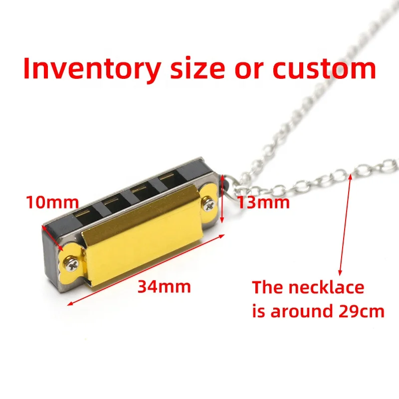 Custom Logo Mini Harmonica Chromatic Harmonicas 4 Holes 8 Tones Mouth Organ Toy Adorable Kids and Adult Harmonica Necklace Set