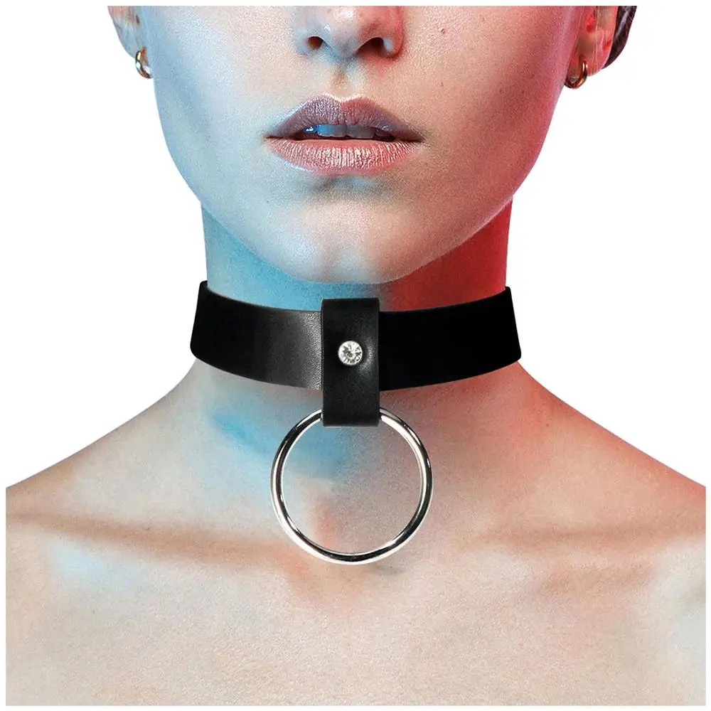 
RTS Fashion Sexy Necklace Lady Punk Leather Gothic necklace Black Pu Metal collar 