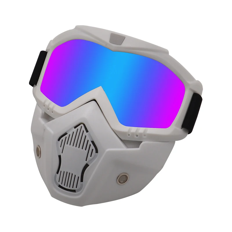 Color RTS Detachable Protect Padding Motorcycle Goggles Mask with Removable Face Mask Mouth Motocross