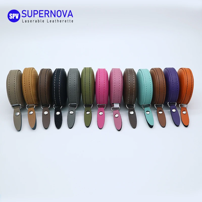 Custom 44 Color Laser Genuine Leather Mini Tailor Cloth Body Measuring Tape Laserable Engraving Leatherette Tape Measure